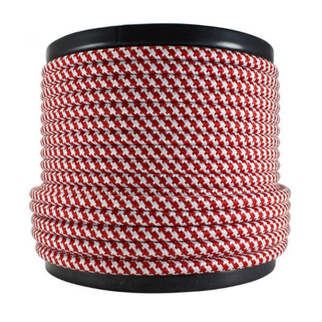 Red and white houndstooth SVT-2 round cloth covered cord - Per ft. - Nostalgicbulbs.com