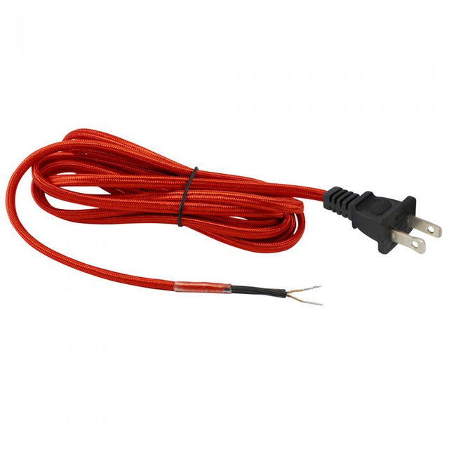 Red Cloth Covered Parallel Cord with molded Plug - 10 ft. - Nostalgicbulbs.com