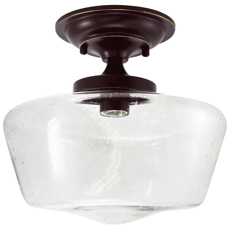 Schoolhouse Bronze Finish Fixture - Seedy Glass - Nostalgicbulbs.com