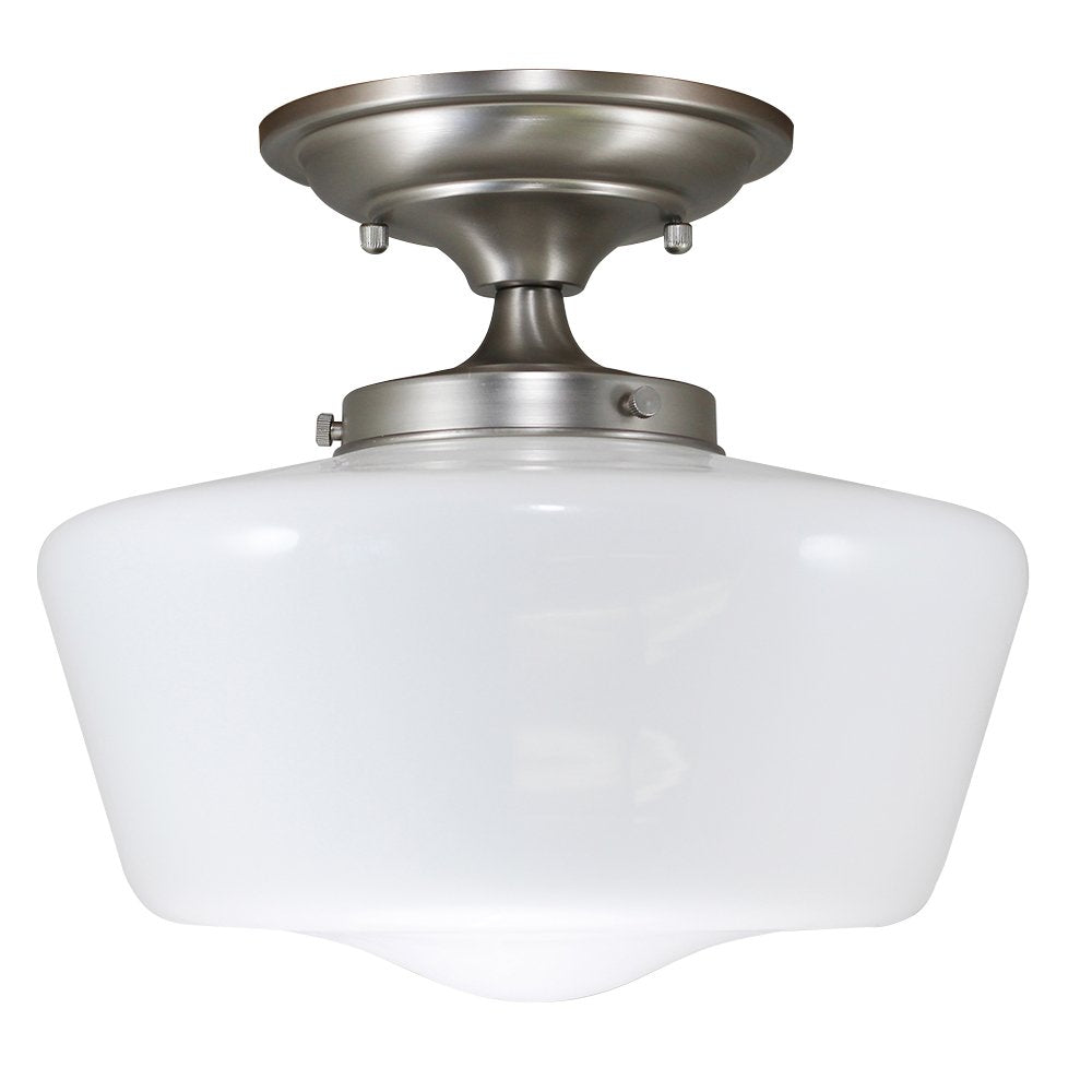 Schoolhouse Satin Nickel Finish Fixture - Nostalgicbulbs.com