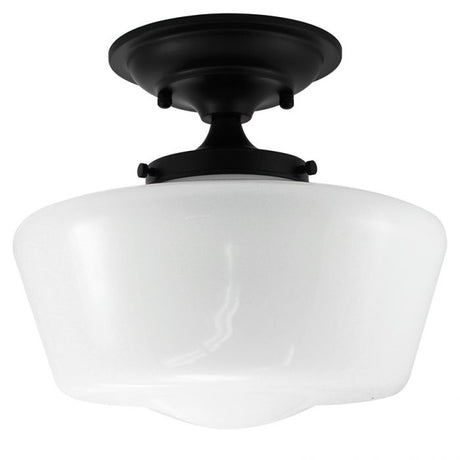 Schoolhouse Semi-Flush Black Finish Fixture - Nostalgicbulbs.com