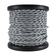 Silver Cloth Covered Twisted Cord - 100 foot spool - 18 AWG - Nostalgicbulbs.com