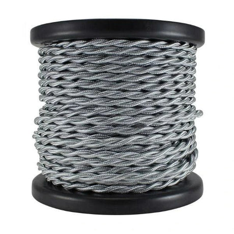 Silver Twisted cloth covered wire - Per ft. - Nostalgicbulbs.com