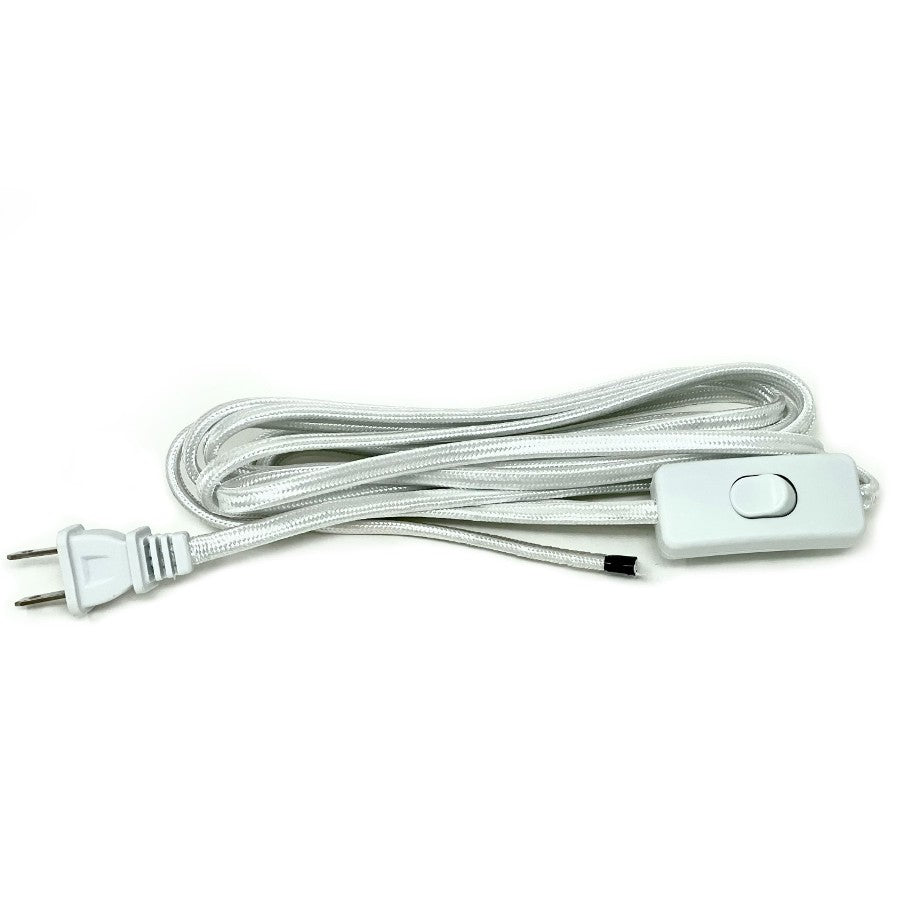 Sliver Parallel Cloth Covered Cord with On/Off Toggle Switch & Molded Plug - Nostalgicbulbs.com