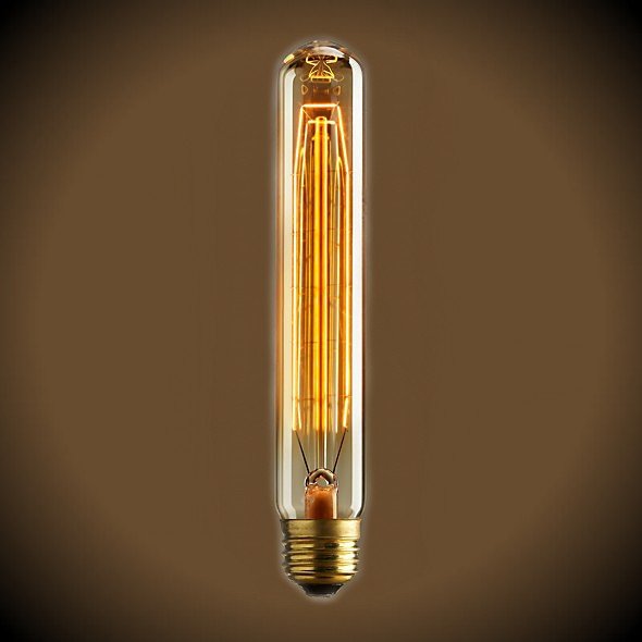 Tubular Vintage Light Bulb - 30 Watt - 7.4 in Length - Amber - Nostalgicbulbs.com
