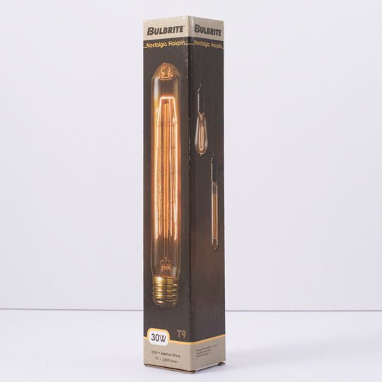 Tubular Vintage Light Bulb - 30 Watt - 7.4 in Length - Amber - Nostalgicbulbs.com