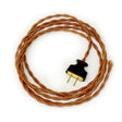 Twisted Copper Cloth Covered Cord with Brown Plug - Nostalgicbulbs.com