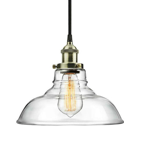 Vintage Industrial Antique Brass Pendant Lamp - Clear Glass - Nostalgicbulbs.com