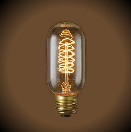 Vintage Light Bulb Spiral Filament T14 - 40 Watt - Clear - Nostalgicbulbs.com