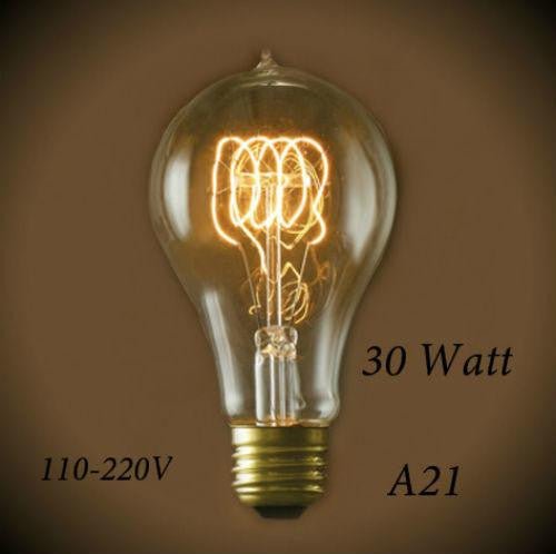 Vintage Quad Loop Filament A21 Bulb 30W - Amber - Nostalgicbulbs.com