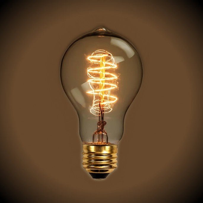 Vintage Spiral Filament A19 Nostalgic Light Bulb - 40 Watt - Clear - Nostalgicbulbs.com