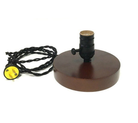 Walnut Base with Black Socket Table Lamp - Nostalgicbulbs.com