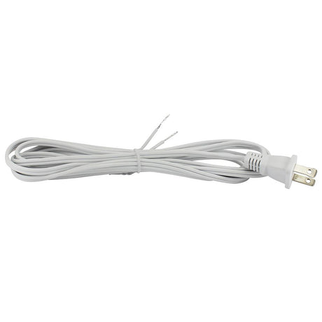 White Parallel Cord set with molded Plug - 8 ft. - 10 ft. - Nostalgicbulbs.com