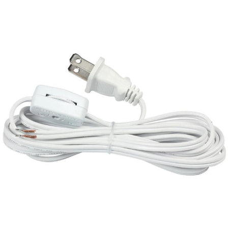 White Parallel Cord set with on/off line switch and molded Plug - 9 ft. - Nostalgicbulbs.com