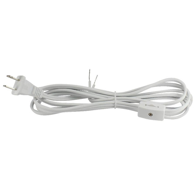 White Parallel Cord set with on/off line switch and molded Plug - 9 ft. - Nostalgicbulbs.com