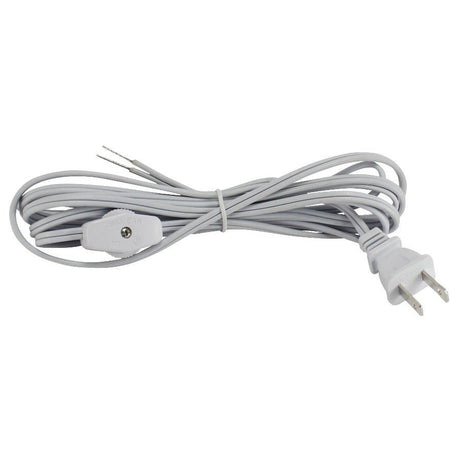 White Parallel Cord set with on/off line switch and Plug - 9 ft. - Nostalgicbulbs.com