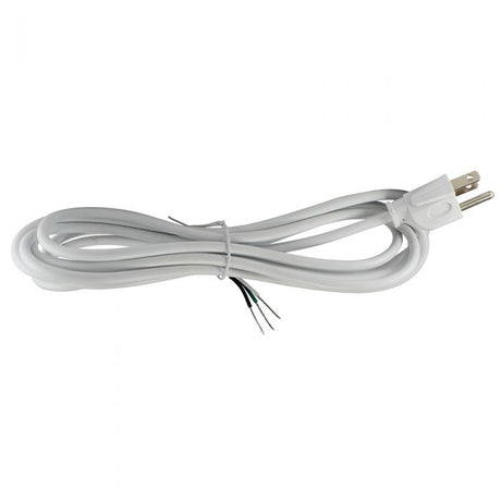 White Round SVT 3 Conductor Cord set with a molded Plug - 10 ft. - Nostalgicbulbs.com