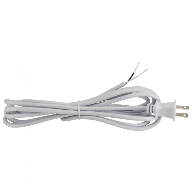 White SVT round cord with molded Plug - 10 ft. - Nostalgicbulbs.com