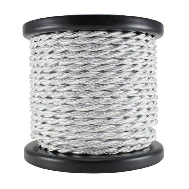 White Twisted cloth wire- Per ft. - 18 AWG - Nostalgicbulbs.com