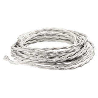 White Twisted cloth wire - Per ft. - 20 AWG - Nostalgicbulbs.com